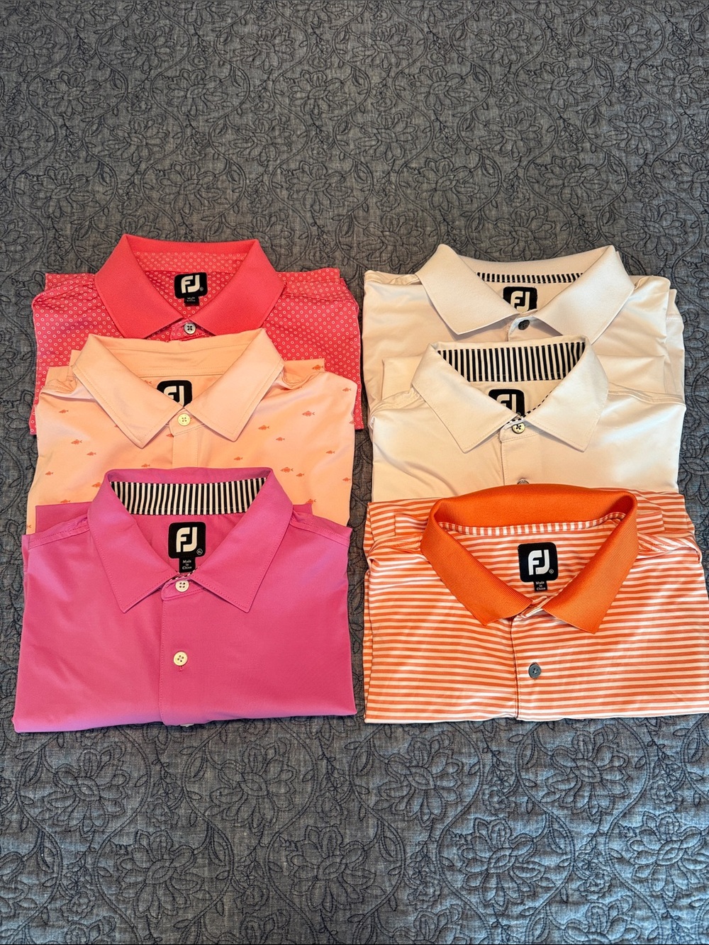 FootJoy Men’s Polo Bundle in Pink, Orange & White